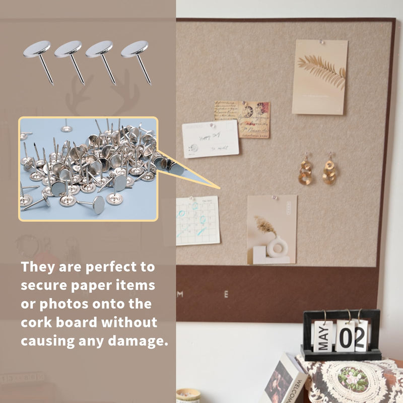 [Australia - AusPower] - 200Pcs Flat Head Upholstery Tacks Home Furniture Decor Tacks Upholstery Nails Flat Push Pins Flat Thumb Tacks Silver (11mmx17mm) 11*17mm(200Pcs) 