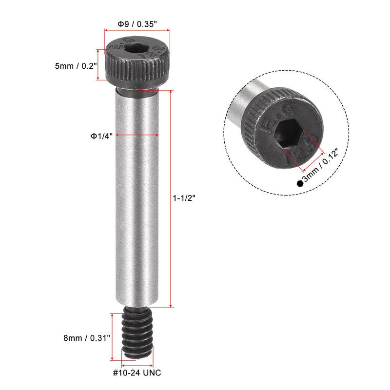 [Australia - AusPower] - uxcell Alloy Steel Hexagon Socket Head Shoulder Screws Bolts, 1-1/2" Shoulder Length, 1/4" Shoulder Dia, #10-24 Thread, 4pcs 1-1/2" x 1/4" 