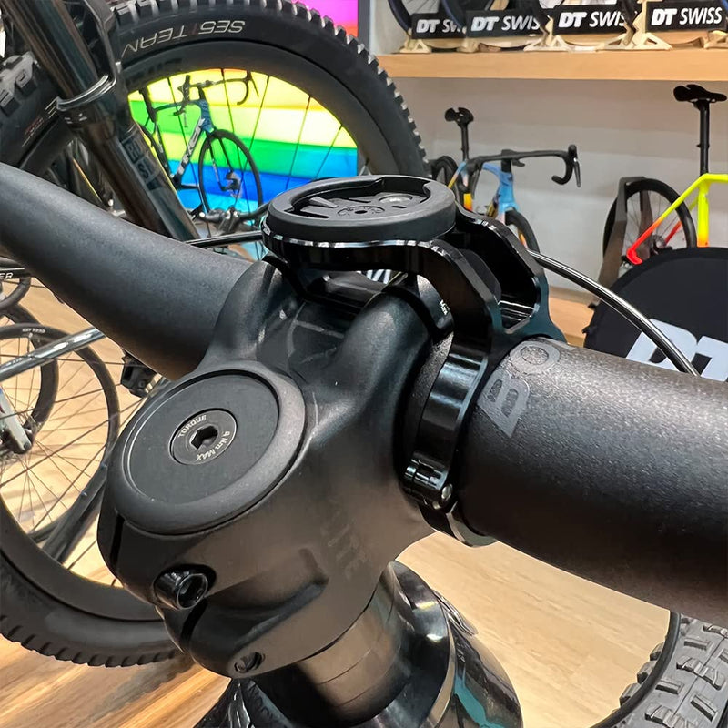 [Australia - AusPower] - Mountain Bike Mount for Garmin Edge Wahoo Elemnt Bryton Rider Stages Dash Hammerhead Karoo, Bike Stem Mount for Handlebar 35mm(Black) 