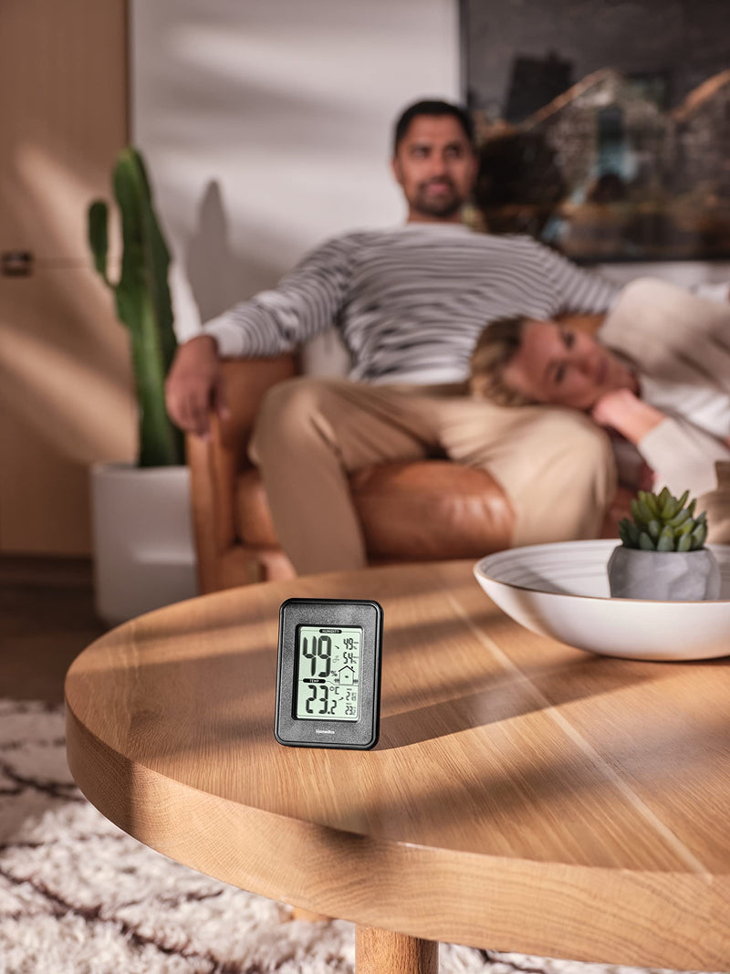 Homedics HM100 Indoor Humidity Monitor, Easy-Read Hygrometer to Monitor Indoor Air Comfort, Fahrenheit and Celsius, Battery-Operated Room Thermometer for Home