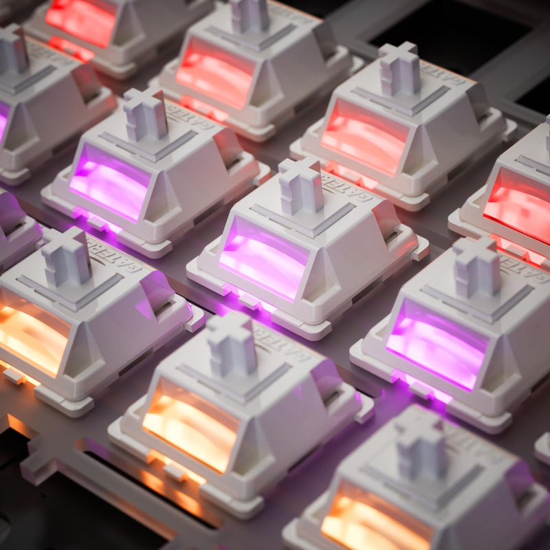 Gateron Smoothie Linear Switches,RGB LED 5 Pin White 22mm Dual-Stage Spring Pre-lubed 40gf Full POM Switches for MX Mechanical Keyboard(108PCS) 108Pcs Smoothies