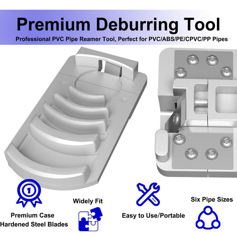 6 in 1 PVC Deburring Tool for Plastic Pipe Deburring Tool, PVC Pipe Reamer Tools with Sizes: 1-1/4 to 4", Chamfer Tools for Plastic