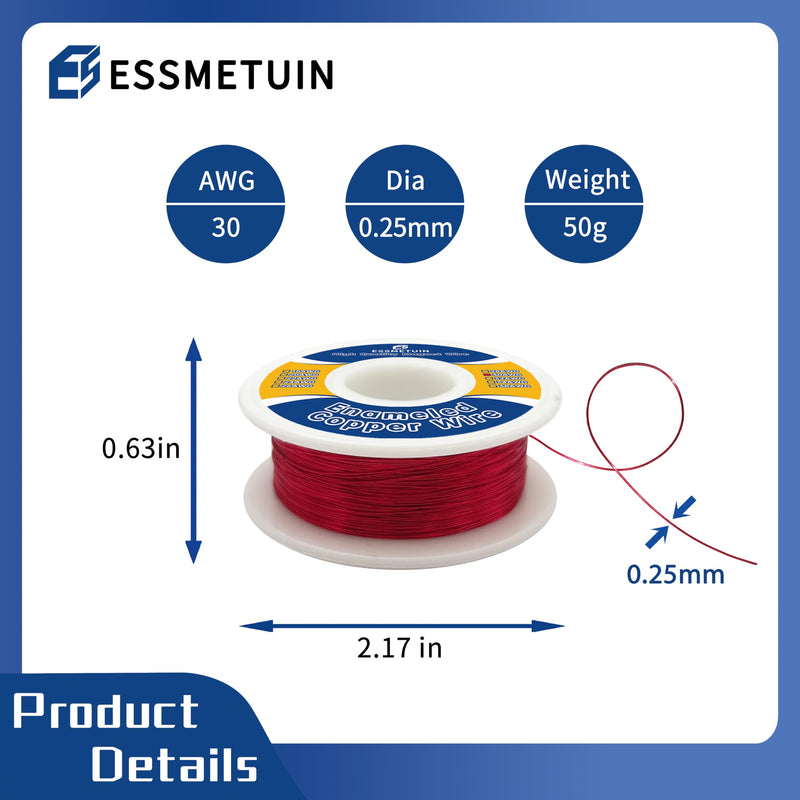 [Australia - AusPower] - Enameled Copper Wire for Transformers Inductors, Motor, 30 AWG Magnet Wire - 50G(1.75OZ) Temperature Rating 155? 30Gauge 1 