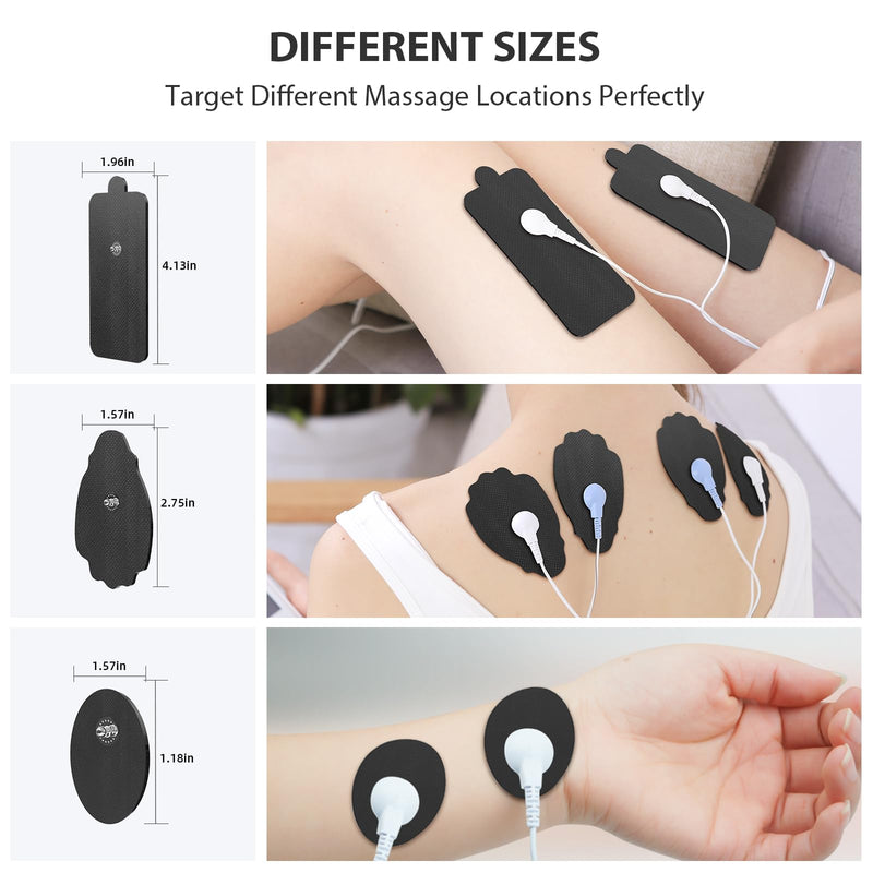 [Australia - AusPower] - TENS Unit Electrode Pads NURSAL 20 Pack 3.5mm Snap EMS Replacement Pads for Electrotherapy Reuse More Than 30 Times, Compatible with MEDVICE,Belifu TENS Machine Black 