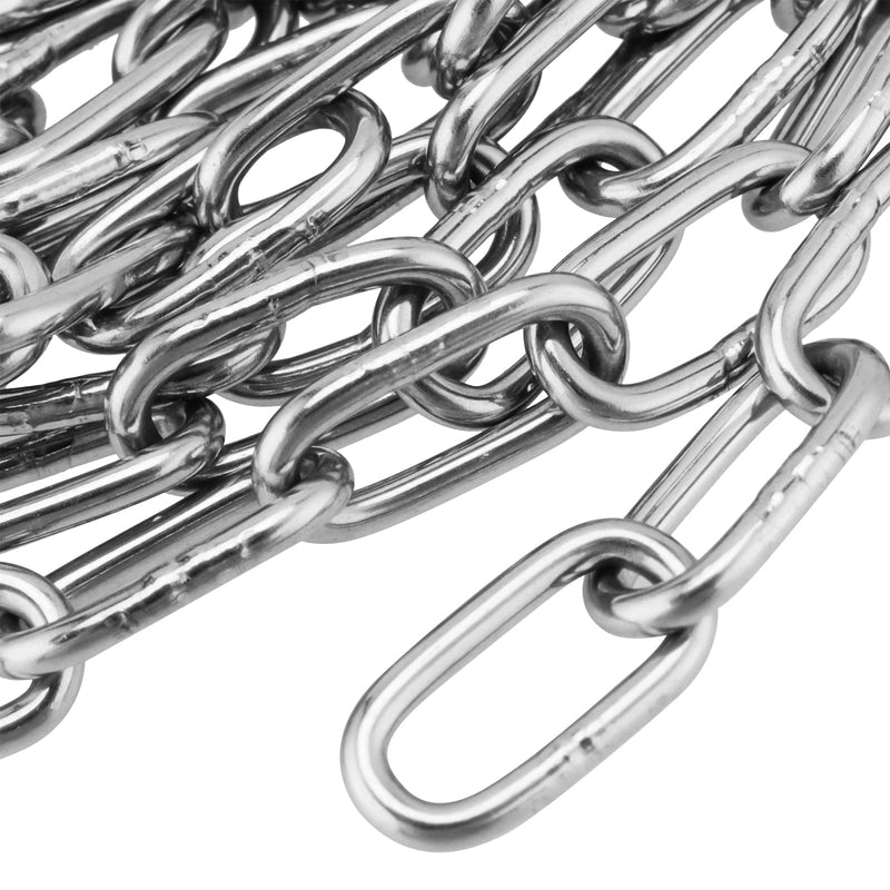 [Australia - AusPower] - 2 PCS 5/64 Inch Stainless Steel Chain, 13feet Metal Chain Link, Metal Utility Chain Hanging Chain Safety Link Chain Ring Coil Chain for Outdoor Camping, Hanging, Pulling, Towing, Silver 