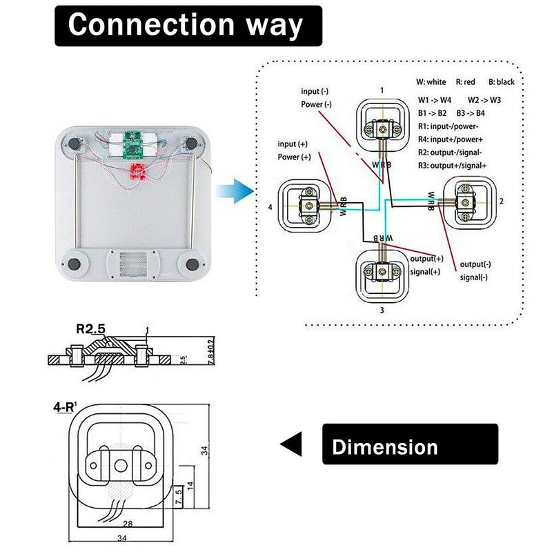 [Australia - AusPower] - YOUMILE Pack of 4 DIY 110 lbs 50 kg Half Bridge Load Cell Weight Strain Sensor Resistance + HX711 AD Module 