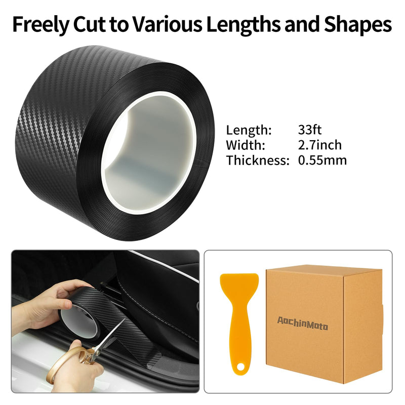 Carbon Fiber Vinyl Wrap Tape for Cars, 2.7In x 33ft Door Sill Protector, Waterproof Scratch Resistant Car Trim Film, Interior & Entry Protection
