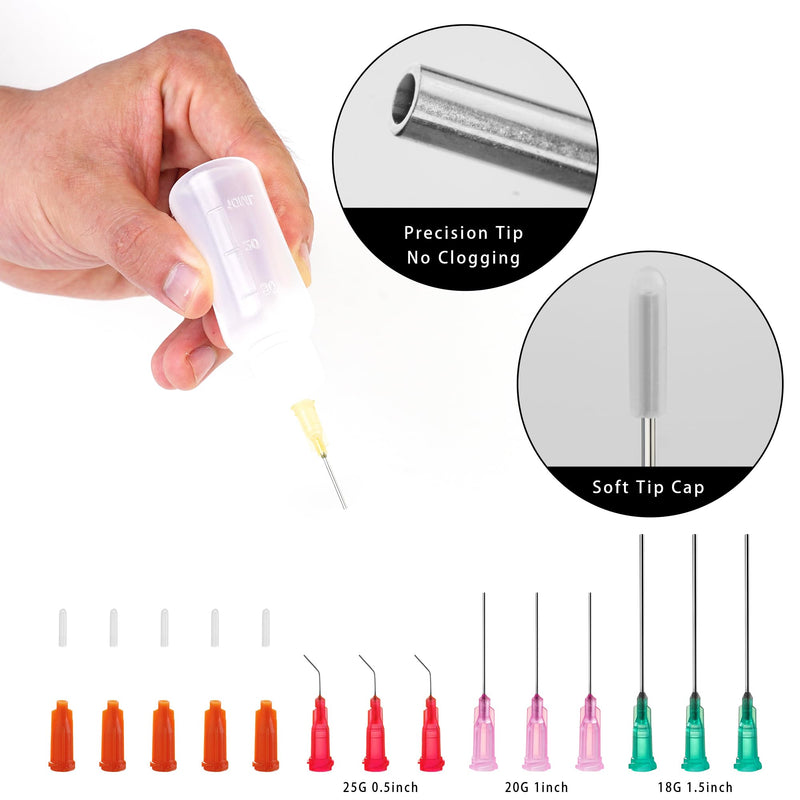 [Australia - AusPower] - 30ml Precision Tip Applicator Bottle, with Blunt Tip Needle and Cap, 18G 20G 25G Needle Tip Squeeze Bottle, Oil Dropper Bottle, Glue Bottles with Fine Tip 30ml 