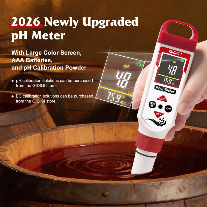 Digital Chlorine Tester Pool Salinity Meter, 7-in-1 pH Meter Test FAC pH Salt ORP TDS EC,Hot Tub Chlorine Meter with Backlit Display Screen for Drinking Water Quality Chlorine Level,Pool Tester