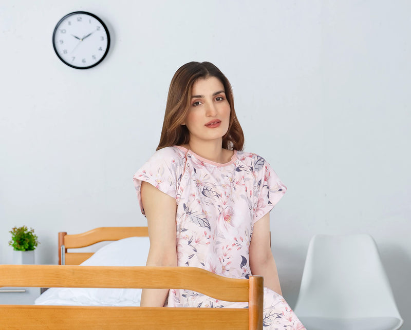 [Australia - AusPower] - NY Threads Women's Hospital Gown Soft and Stylish Patient Gown Large-X-Large White Rose - Pink 