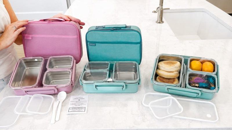kinsho BIG Bento Lunch Box & Bag, Stainless Steel - Adults Teens Kids Pink