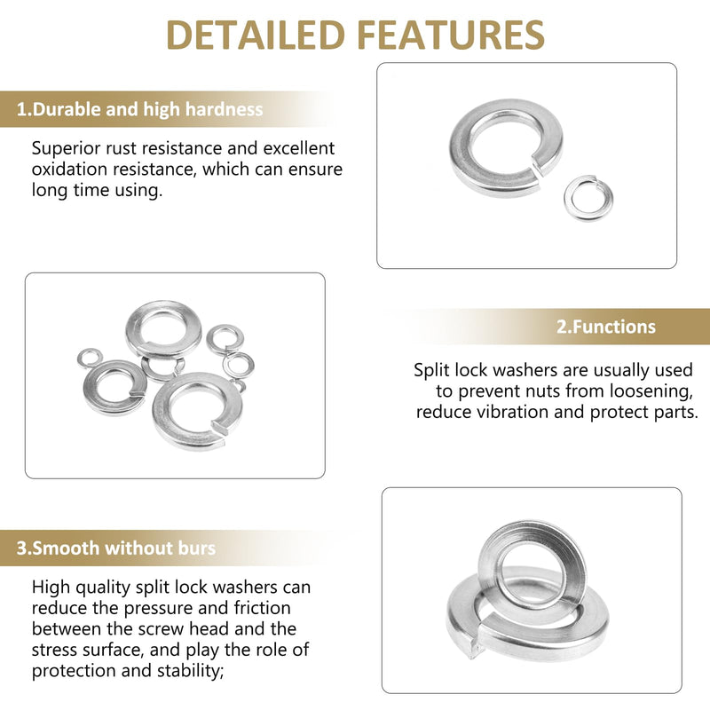 [Australia - AusPower] - 487 Pieces 304 Stainless Steel Lock Washers, Split Lock Washers, Kindroufly 10 Sizes Spring Lock Washers, Lock Metal Washers Assortment Kit, 1/2" 3/8" 5/16" 1/4" 12# 10# 8# 6# 4# 2# 2# to 1/2" Lock Washers, 10 Sizes 
