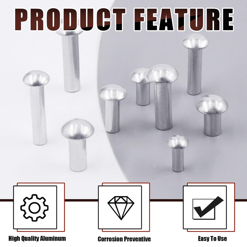 Hilitchi 300Pcs M4 M5 M6 Solid Aluminum Head Rivets with Storage Case ...