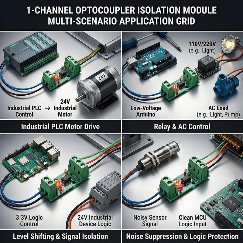 Optocoupler Isolation Module PC817 EL817 Voltage Converter 1-Channel 24V DC Isolator Level Converter Module for PLC SPS Arduino, 1.8V-24V Output Signal, Set of 4, Green