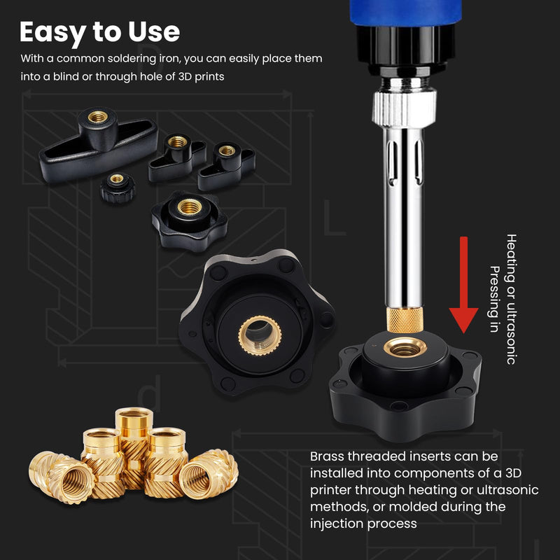 [Australia - AusPower] - #2-56#4-40#6-32#8-32#10-24 Threaded Inserts-548 Pieces Assortment Kit+8xSoldering Tips for Heat-Set Insert,Brass Knurled Nuts for 3D Printing Components and Plastic Parts Box #2 #4 #6 #8 #10+Insert Tip Set (548Pcs) UNC Threaded Insert 