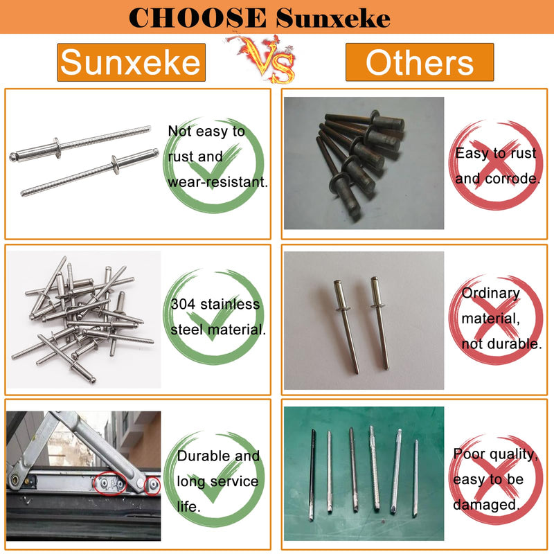 [Australia - AusPower] - 100pcs 1/8" x 1/2" Stainless Steel Blind Rivets, 3.2 x 12.7mm Stainless Steel Pop Rivets, Pack of 100 1/8" x 1/2" 
