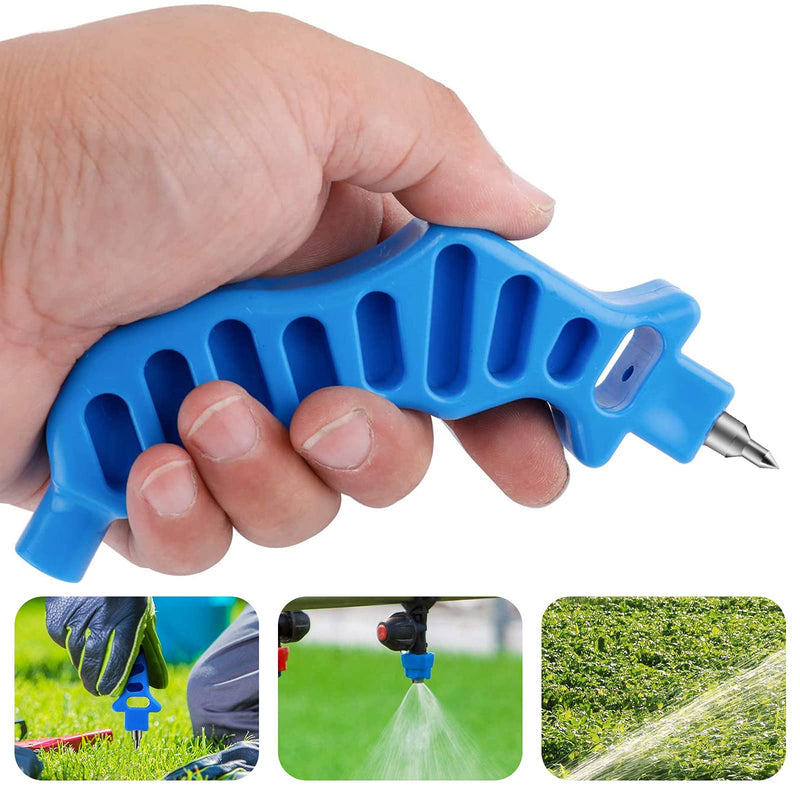 [Australia - AusPower] - 2-in-1 Drip Irrigation Tubing Hole Punch & Fitting Insertion Tool Kit for Easier 1/4" Inch Fitting & Emitter Insertion Drip Sprinkler Systems (Blue) Blue 