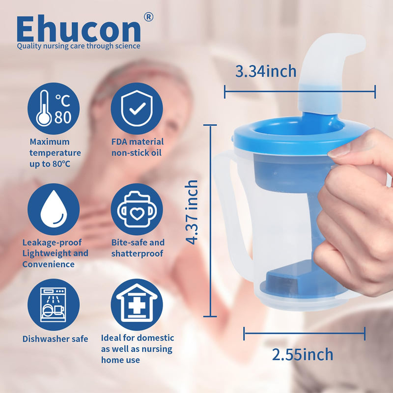 [Australia - AusPower] - Dysphagia Cups for Swallowing People, Provale Cup 5CC or 10CC of Liquid Each Time for Prevent Chocking (Blue-1 count) Blue Lid 
