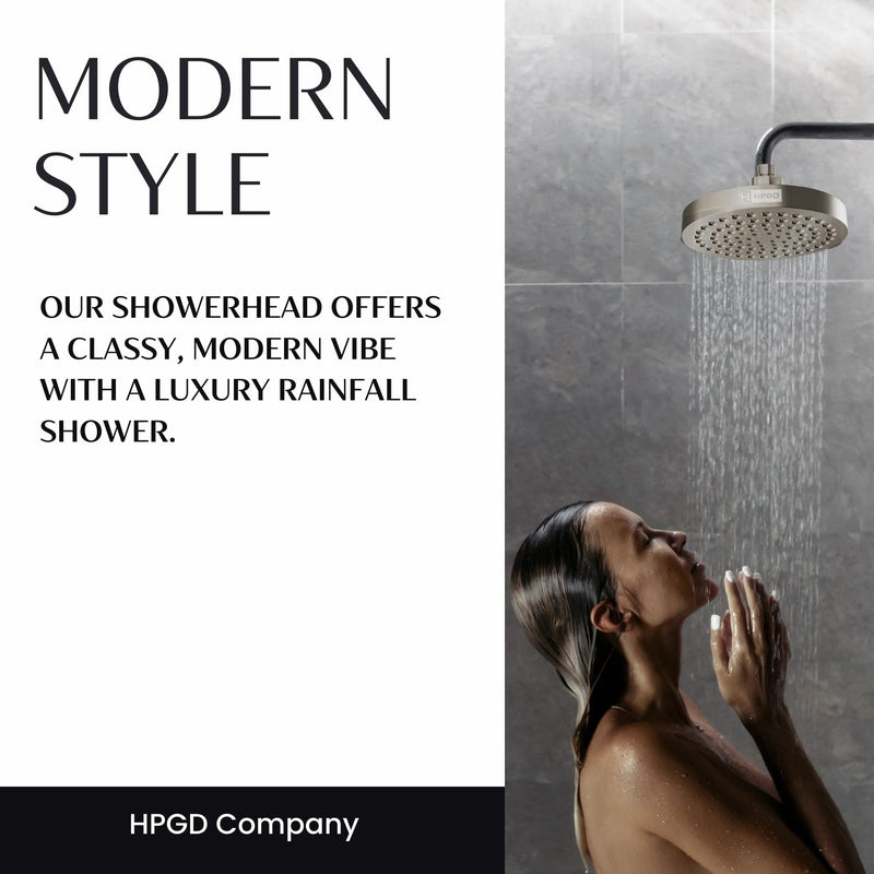 Shower Head - High Pressure Rain, 6-Inch Round, Luxury Nickel Finish, Universal Shower Head Replacement, Premium Quality Anti-Clogging Nozzles, Tool-Free Minute Installation (Brushed Nickel) Brushed Nickel