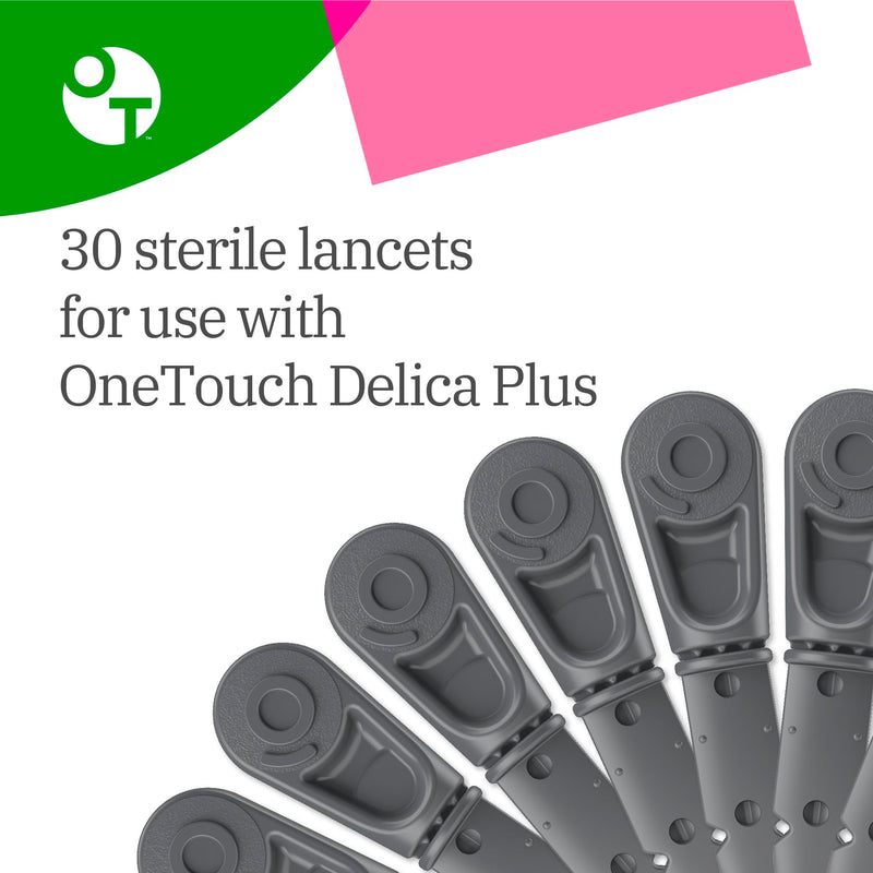 [Australia - AusPower] - OneTouch Delica Plus Lancets and OneTouch Verio Test Strips Bundle | Includes 30 Test Strips & 30 Lancets | Fine 30-Gauge Lancets for Diabetes Testing | Diabetic Supplies for Blood Sugar Monitor 60 Piece Assortment 