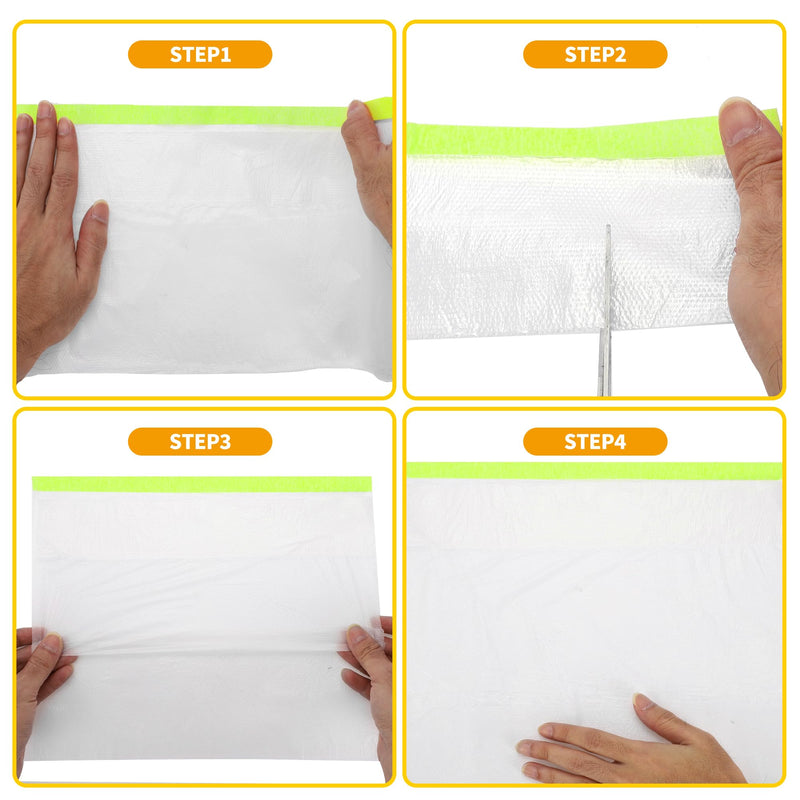 1 Pcs Universal Pre-Taped Masking Film Plastic Cover PE Film Paper White Green 55x2000cm / 65.62ftx21.65" 65.62 Ft x 21.65"