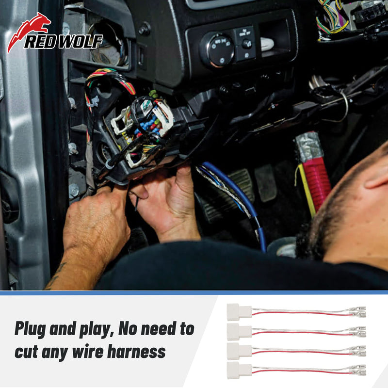 [Australia - AusPower] - RED WOLF Speaker Wiring Harness Connector Compatible with Honda 1986-2013 Civic Accord Odyssey, Acura 1986-2010 Integra CL TSX Install Aftermarket Door Speaker Cable Plug Adapter 4 PCS 