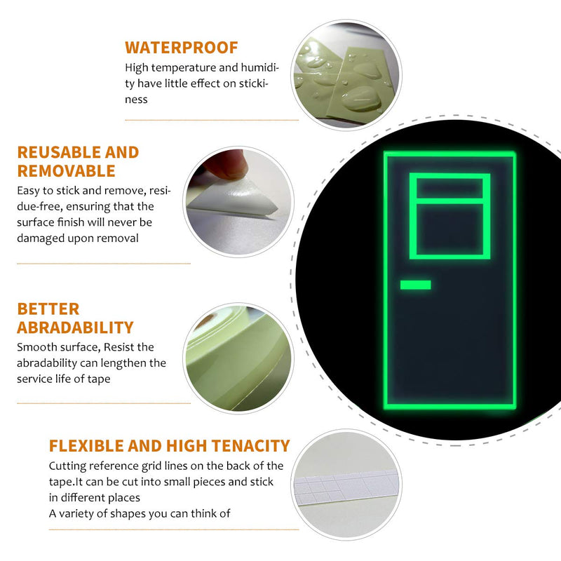 [Australia - AusPower] - Glow in The Dark Tape 30 ft x 1 inch,Fluorescent Tape, Premium Quality Non-Toxic, Waterproof Stickers for Stairs,Walls,Steps and Exit Sign 