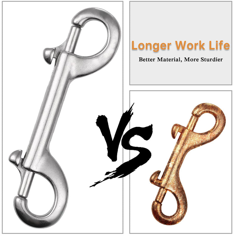 [Australia - AusPower] - Double Ended Bolt Snap Hooks - 2 Pack Heavy Duty 316 Stainless Steel Trigger Chain 4.5 Inch Marine Grade Metal Clips for Farm Use,Water Bucket,Dog Leash,Horse Tack,Key Chain and Diving 