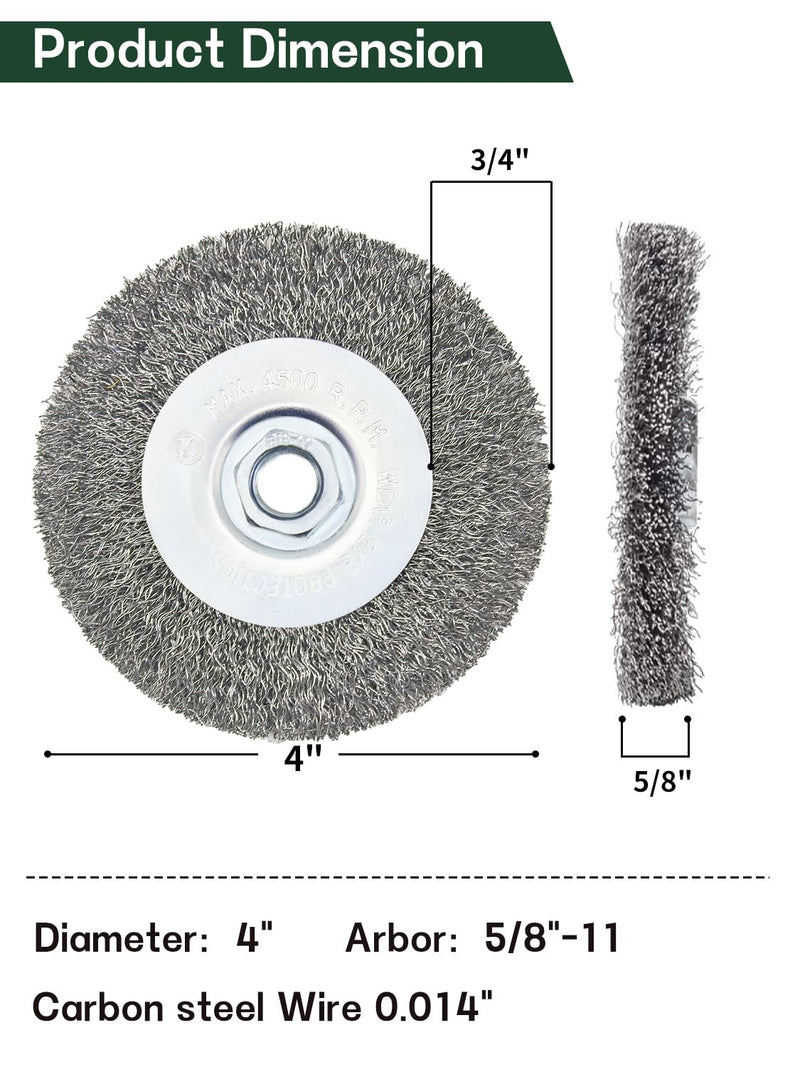 [Australia - AusPower] - Crimped Wire Wheel Brush 4in 5/8-11 Threads Arbor for 4-1/2" Angle Grinder - 2pcs 2 4in Crimped 