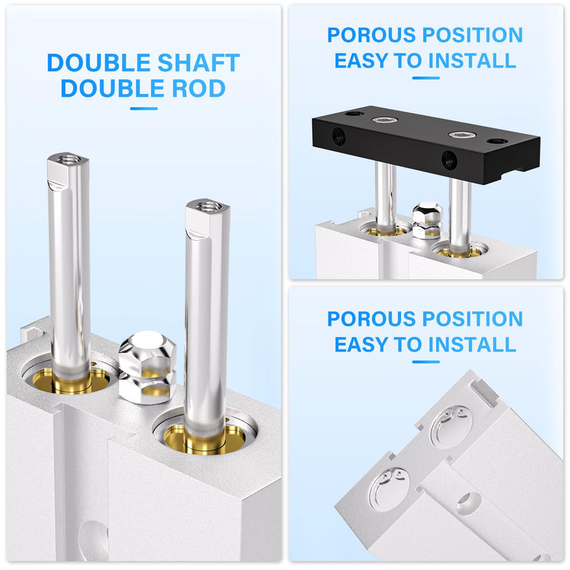 [Australia - AusPower] - TAILONZ PNEUMATIC 10mm Bore 25mm Stroke Double-Rod Double-Acting Aluminum Pneumatic Air Cylinder TN10-25 Bore:10mm Stroke:25MM 