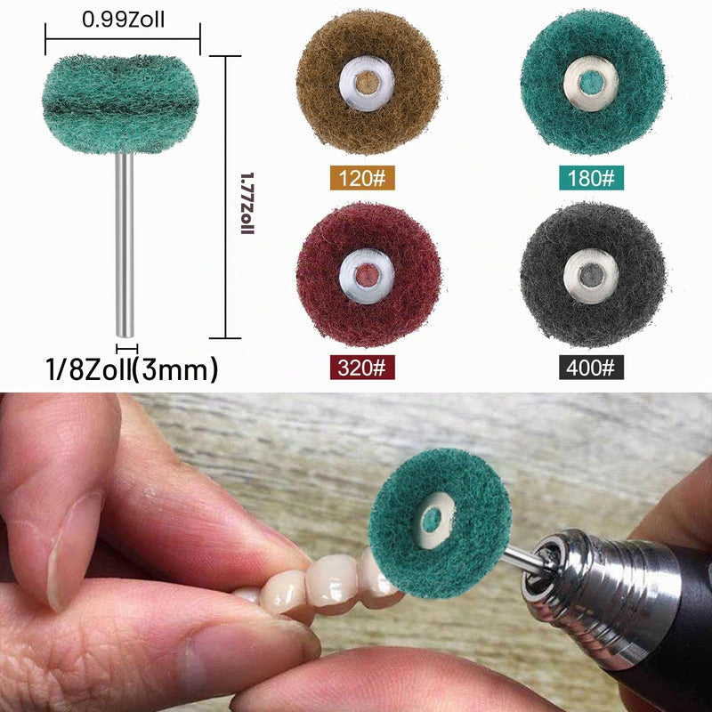 EEEKit Pack of 58 25 mm Abrasive Polishing Discs with 1/8 Inch (3 mm) Shaft Polishing Disc, Wool Felt Mounted Mandrel, Mini Brush Polishing Set for Rotary Tools