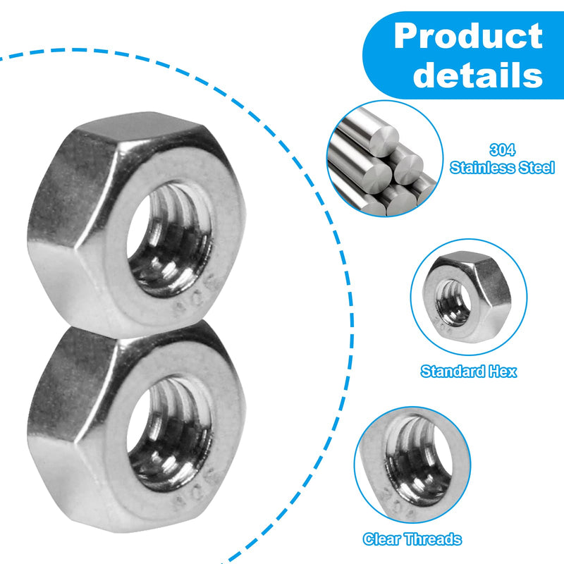 [Australia - AusPower] - Yinpecly 100pcs #10-24 Hex Nuts, 304 Stainless Steel,Coarse Thread Hexagon Nut,Hex Drive, UNC Small Nuts Fasteners,10-24 Replacement Nut, Right Hand,Tiny #10-24;100 PCS 