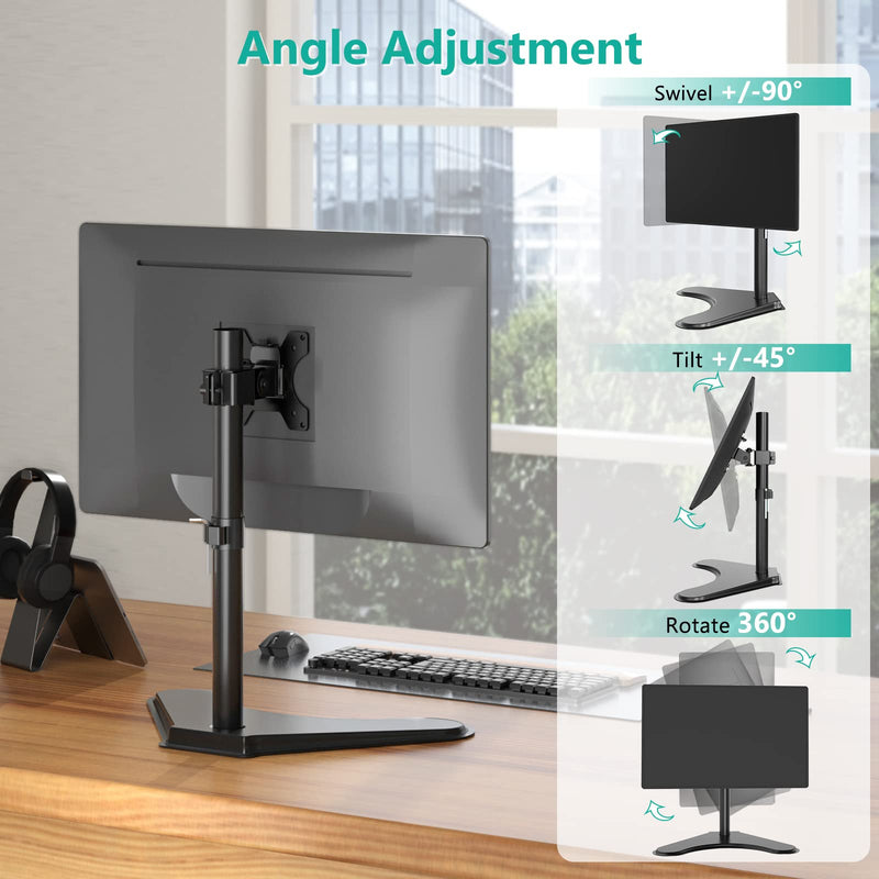 [Australia - AusPower] - WALI Single Monitor Stand, Adjustable Monitor Stand for One Screen up to 32inch, Universal Freestanding Monitor Stand for hp acer lg Monitor with monting Holes 75 to 100mm (MF001),Black Black 
