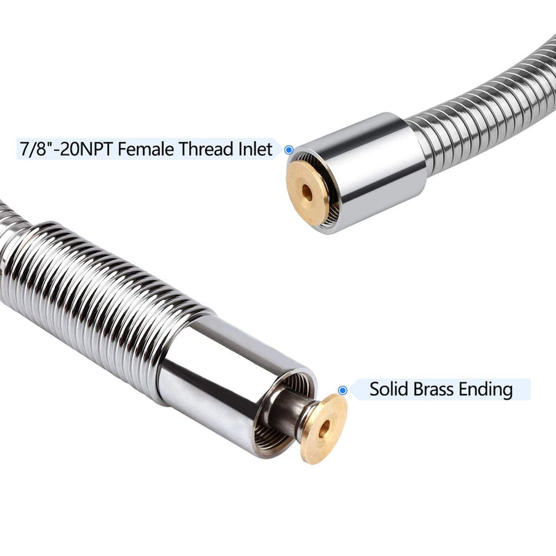 COOLWEST Flexible Metal Stainless Steel Hose 44 Inch for All Commercial Pre-Rinse Kitchen Sink Faucets Flexible Hose Replacement (111CM 44") 44inch Hose