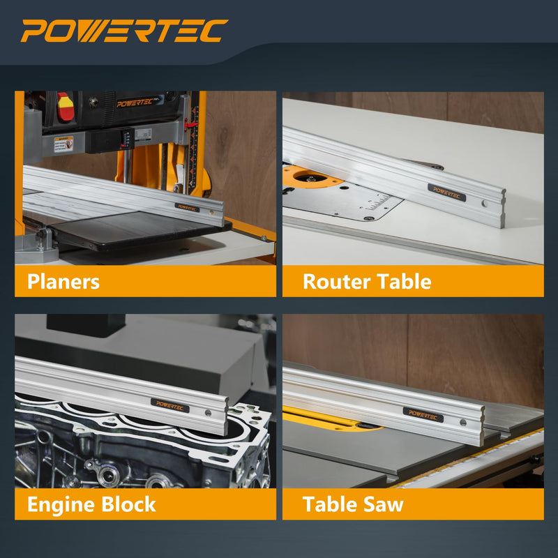 POWERTEC 24 Inch Aluminum Straight Edge – Precision Machinist Tool, .001" Tolerance, Solid One-Piece Construction – for Woodworking, Automotive, Machine Setup, and Surface Flatness Checks (72330) 24 Inch Straight Edge