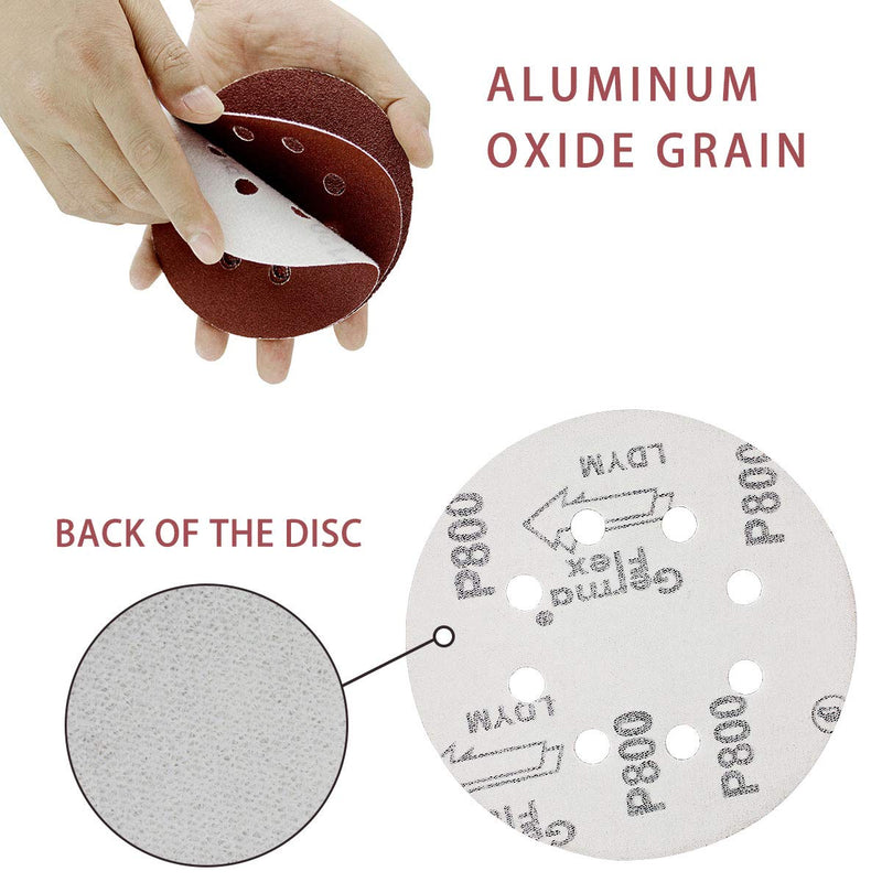 40 Grit Sanding Discs Pack of 50 125 mm Quick Change Discs | 5 inch 8 hole Velcro sandpaper for electric sanders, reliable adhesion to sanders 40# x 50 pieces