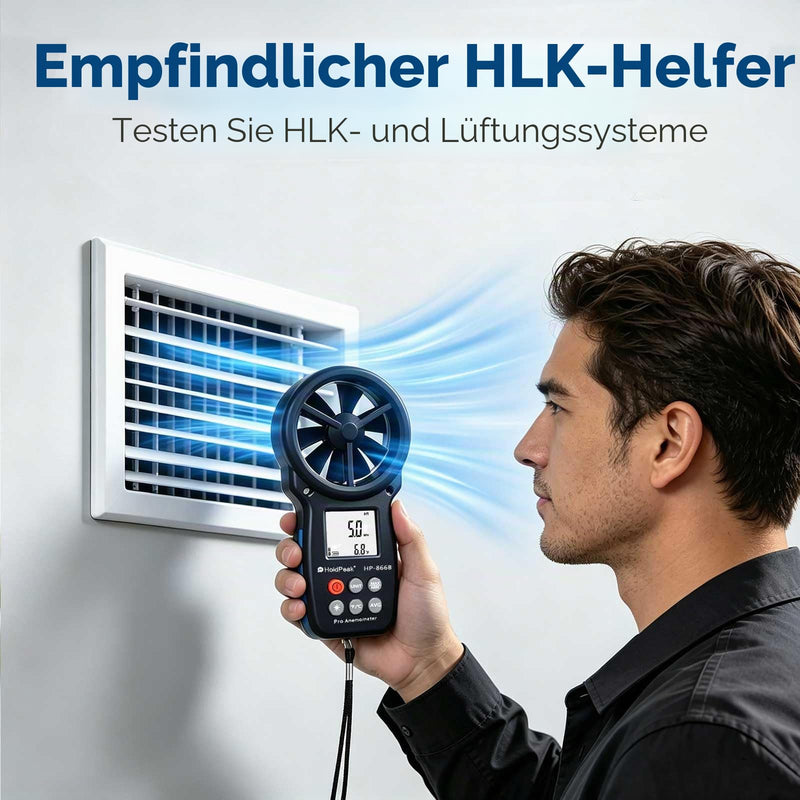 Anemometer Wind Gauge, Digital Wind Speed Meter, Wind Speed/Wind Cooling, ℃/℉, Max/Min/Average/Real-time Measurement with LCD Backlight