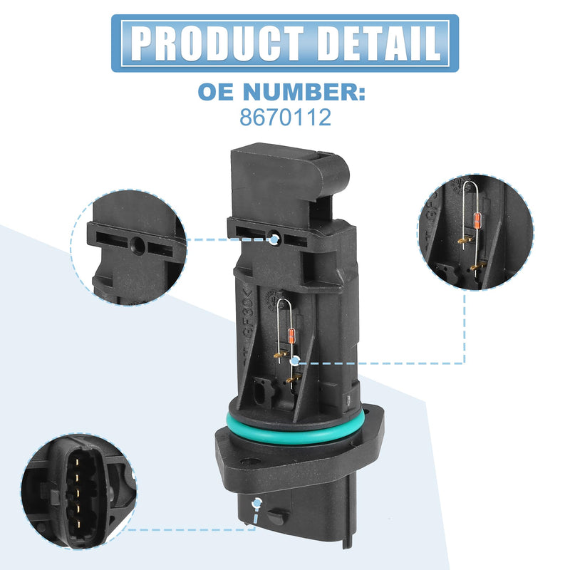 UXCELL Car Mass Air Flow Sensor Meter Replacement No.8670112 for Volvo S80 (1999-2006) & S60 (2001-2009) & V70 (1998-2007)
