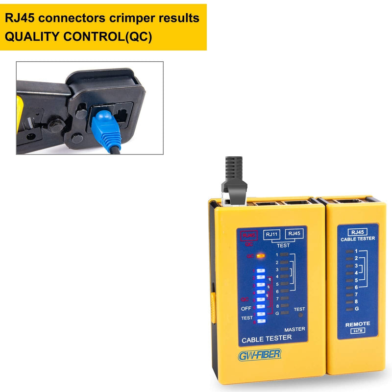 QC Network Cable Tester - RJ45, Ethernet, Cat8/7/6, Continuity, POE, Battery Included