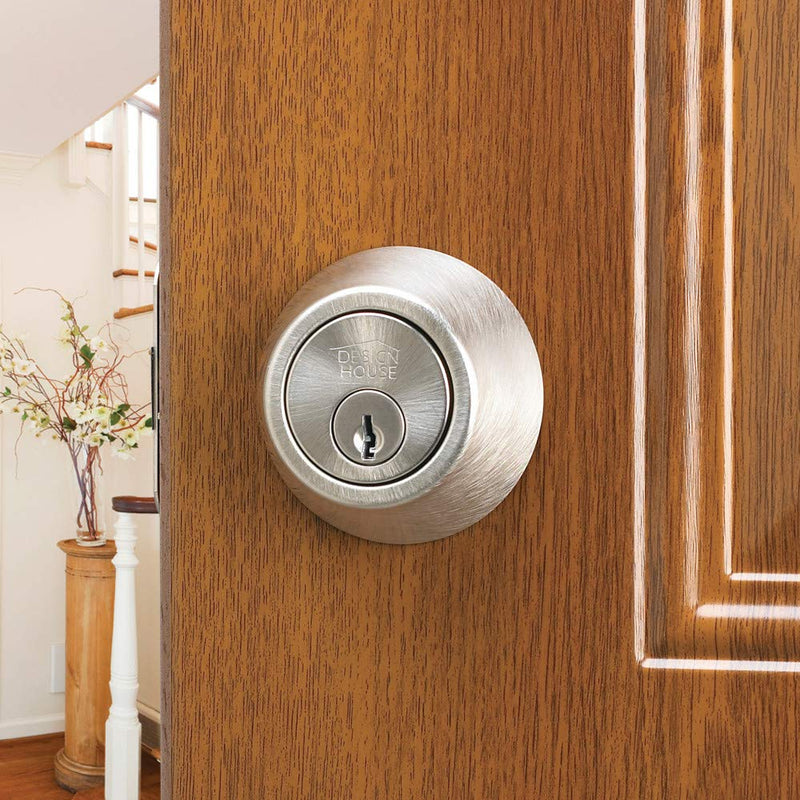 Design House 790634 Pro Series 2-Way, Round Corner Deadbolt Latch, Satin Nickel, 3 Piece (Pack of 2) 3 Count (Pack of 2)