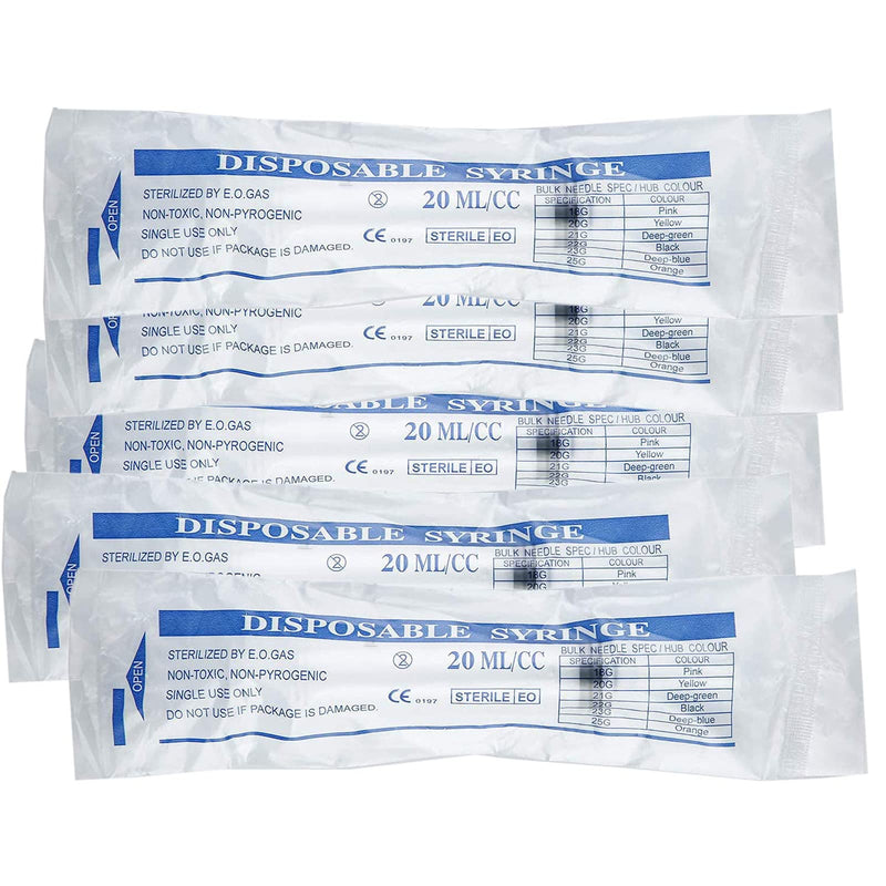 [Australia - AusPower] - 10 Pack 20cc Syringes, 20ml Plastic Syringe Individually Sealed Without Needle for Liquid, Dog Cat Syringe, Glue Applicator, Colostrum Collection (20ML) 