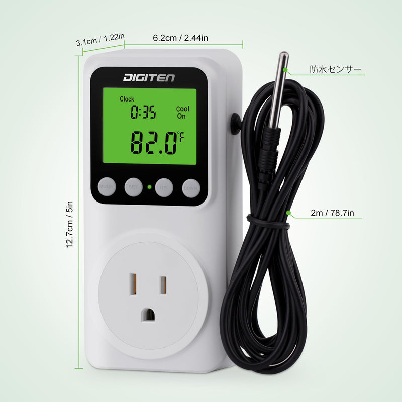 [Australia - AusPower] - Timer Thermostat, Day-Night Temperature Controller, Clock Function, ℃/℉ Plug-in Outlet Timer Thermostat with LCD Screen Backlight Function 110V 15A 