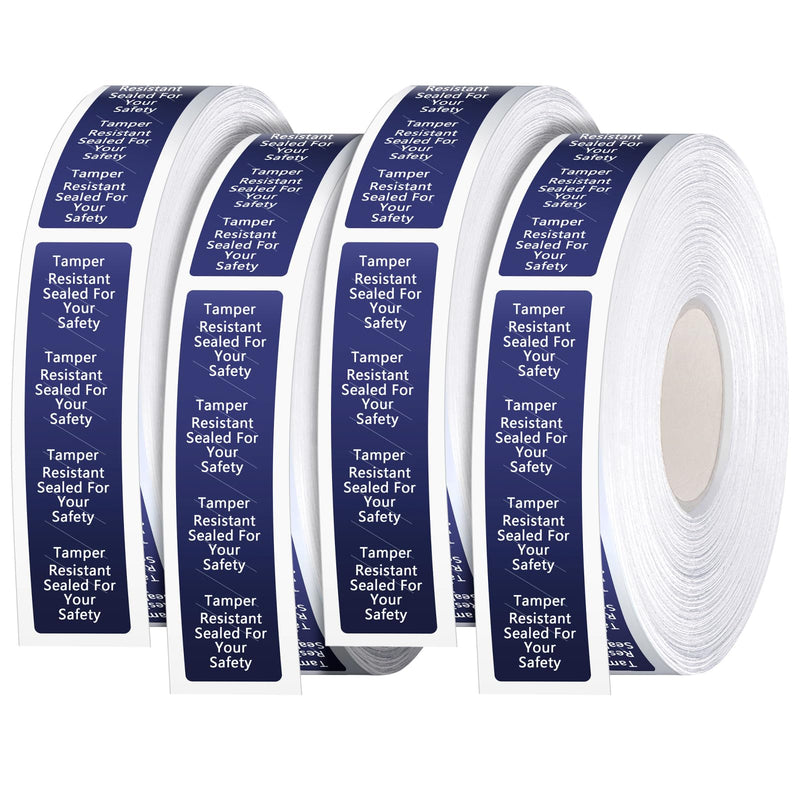 Outus 2000 Pcs Tamper Evident Labels Rolls Adhesive Safety Stickers 0.75 x 3.5'' Tamper Evident Tape for Security Food Delivery Bag Closure Container Box Jar Mailing Packaging Sealing (Navy Blue) Navy Blue