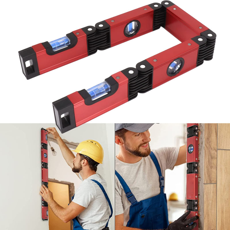 [Australia - AusPower] - Foldable Level Measuring Tool, Aluminum Alloy Leveler Tool, 28in Multifunction Multi Angle Woodworking Accurate Magnetic 4 Level Bubbles 