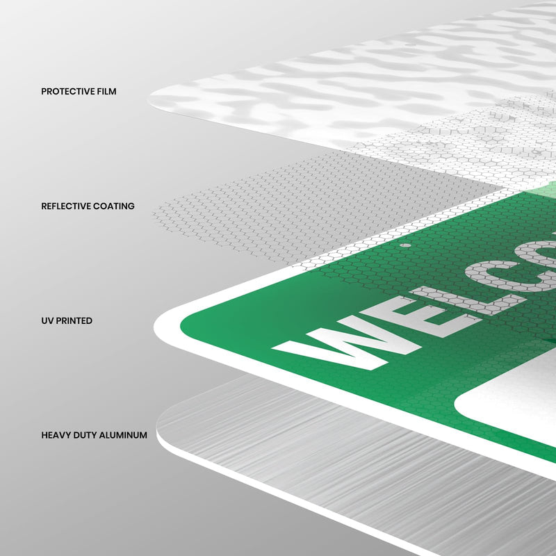 2 Pack Welcome Visitor Parking Sign 18 × 12 Inches High Reflective Weatherproof Aluminum Safety Signage with Pre-Drilled Holes for Home Office Yard Private Driveway