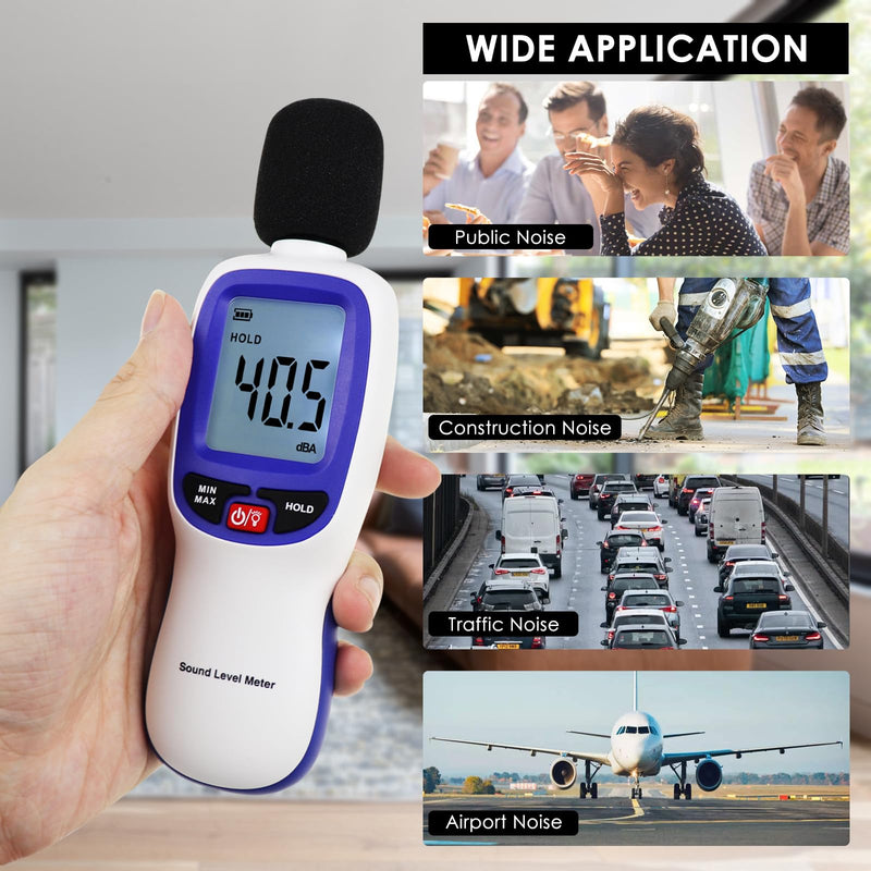 [Australia - AusPower] - Wireless Sound Level Meter with Bluetooth: Portable Decibel Meter, App Data Logging, and High Accuracy SPL Meter 0~130dB for Professional Noise Inspections and Home Use 