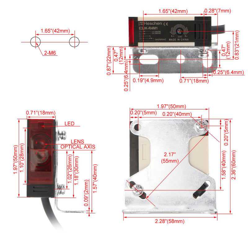 Heschen photoelectric switch E3JK-R4M1 24-240 VAC/12-240 VDC detection distance 4m with reflector panel