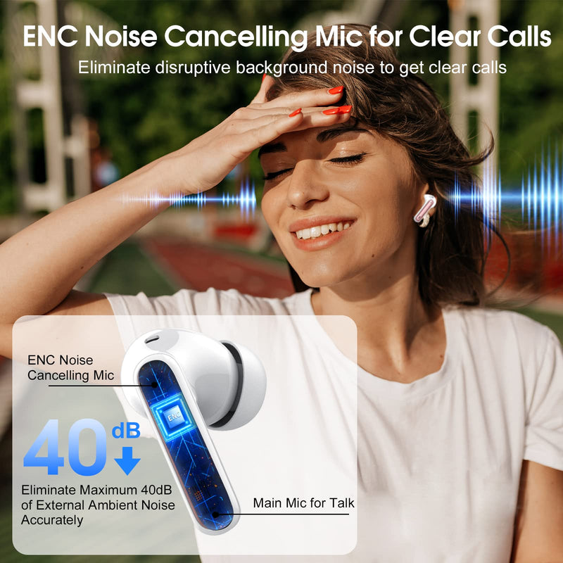 [Australia - AusPower] - Wireless Earbuds, 2024 Bluetooth Headphones 5.3 HiFi Stereo Earphones, 40H Playtime in-Ear Earbud, Bluetooth Earbud with Dual Mic Call, IP7 Waterproof Earphones Sport Headset for iOS Rose 