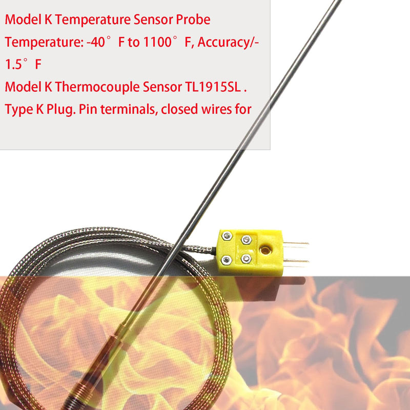 [Australia - AusPower] - TL1918SL k Type thermocouple Probe -50℉~1100℉ 0.13in/40in k-Type Temperature Sensors 