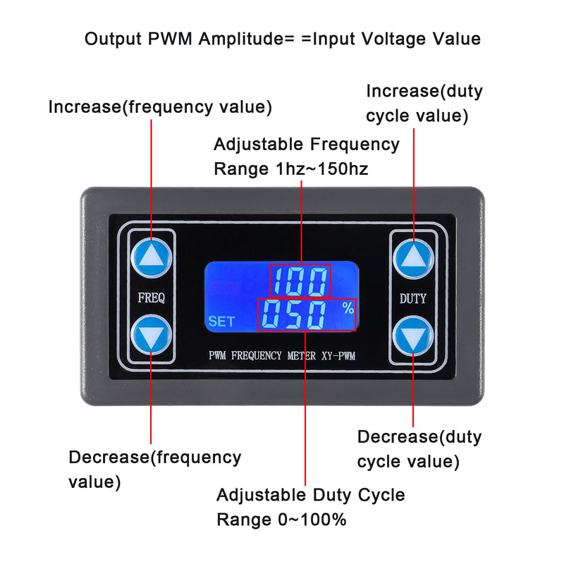 2pcs Signal Generator XY-PWM DC 3.3-30V Function Generator 5-30mA LCD Display Module PWM Pulse Frequency Generator Duty Cycle Rectangular Wave Square Wave Signal Generator